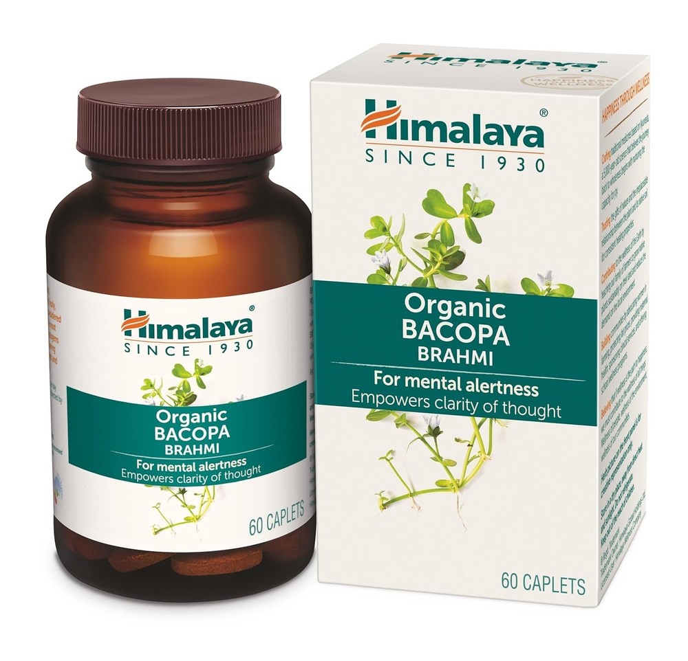 Himalaya Organic Bacopa (Brahmi) Mind Wellness Improve Alertness 60 Caplet