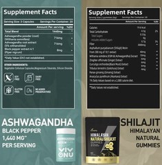 Shilajit Gummies Max Strength + Ashwagandha Bundle Energy Focus Stress Relief