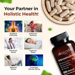 Aksvedas Ashwagandha Capsules, 60 Capsules Each Pack Of 2 s704