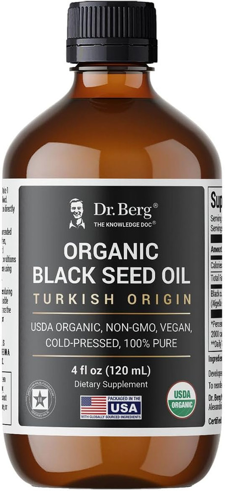 Dr. Berg Black Seed Oil Organic Cold Pressed – Pure Nigella Sativa Black Cumin O