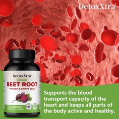 Organic Beet Root Grape Seed Supports Blood Pressure, Nitric Oxide 120 Capsules