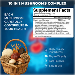 Lions Mane Cordyceps Shiitake Mushroom Drops 2oz Brain Memory Focus Energy
