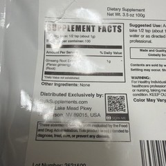Bulk Supplements Ginseng Root Extract 3.5 oz 100g BRAND NEW SEALED EXP 9/30/2028