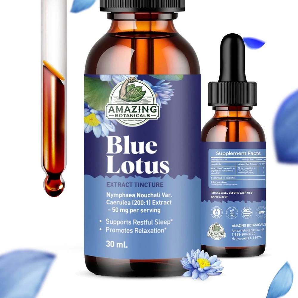 Blue Lotus 200X Extract Tincture – 50mg – Alcohol based formula, Vegan
