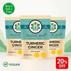 ”Turmeric+Ginger” Caps 500mg-(90%Curcuminoids&3%ginger)-Energy&Digestion-90Cap