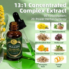 Mullein Drops for Lungs–Mullein Leaf Extract with Chlorophyll Liquid 60ml