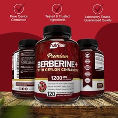 NutriFlair Premium Berberine HCL 1200mg, 120 Capsules – Plus Pure True Ceylon Ci