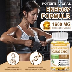 Red Korean Panax Ginseng 1600mg 120 Capsules – Energy/Endurance/Memory/Sex Drive