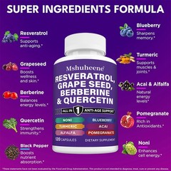 Resveratrol Complex Supplements Anti Aging Mental Focus Energy 30-120 Capsules