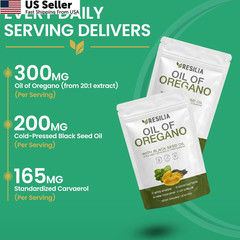 Resilia Softgels with Black Seed Oil 6000mg Oregano Oil Immune Support 60 Count