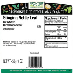 Frontier Stinging Nettle Leaf Cut & Sifted 1 lb Kidney Tonic Herb 10/2027