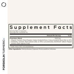 Coleus Forskohlii con Forskolin + Cúrcuma y Pimienta Negra, 90 Cápsulas