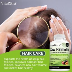 Saw palmetto herbal complex supplement protects prostate health & nourishes hair