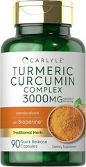 Carlyle Turmeric Curcumin with Black Pepper 3000Mg | 90 Powder Capsules | Comple