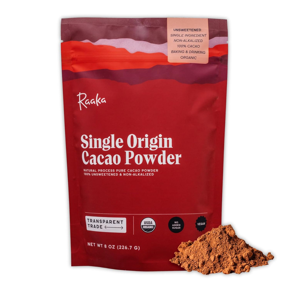 Organic Cacao Powder 8oz Unsweetened Non-Alkalized Gluten-Free Soy-Free