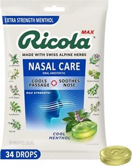 Ricola Max Cool Menthol Nasal Care Large Bag – 34 Count (Pack of 1)