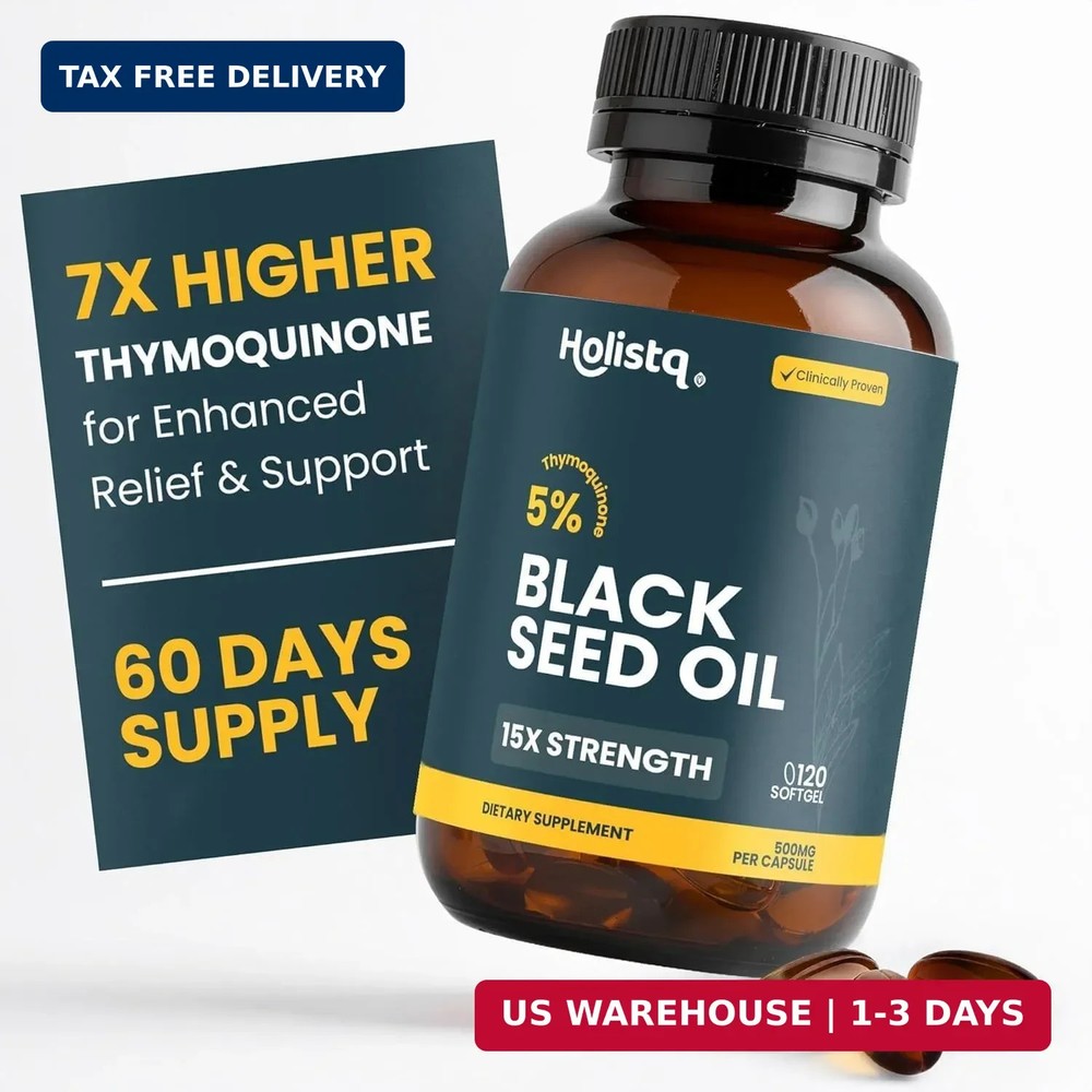 Black Seed Oil Organic Cold Pressed Capsules | 5% Thymoquinone | Non-GMO & Vegan