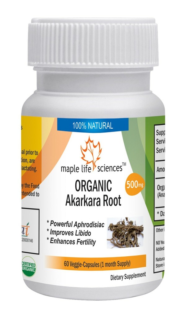 ORGANIC Akarkara Root Capsules Anacyclus Pyrethrum aphrodisiac libido stimulant