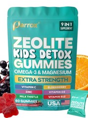 Zeolite Kids Gummies, 9-in-1 with Zeolite, Omega-3, Magnesium, Elderberry, Vi…