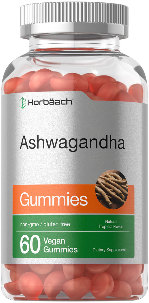Ashwagandha Gummies | 60 Count | Vegan, Non-GMO | Tropical Flavor | by Horbaach
