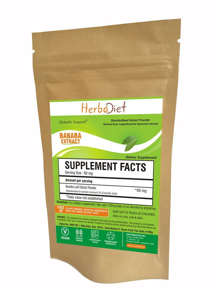 Banaba Leaf Extract Powder 2% Corosolic Acid Lagerstroemia Speciosa Blood Sugar