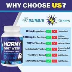 Max Strength Horny Goat Weed 12-in-1 Supplement for Men – Energy, Stamina, Ginse