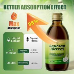 Soursop Bitters Liquid Pure 15 in 1 Herb Soursop Tea Immune Digestive Gut Health