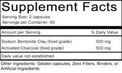 240 Bentonite Clay & Activated Charcoal Capsules – Detox, Internal Cleanser