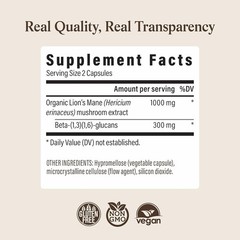 Real Mushrooms Lion’s Mane 120 Caps | Organic Extract | Brain Focus & Memory