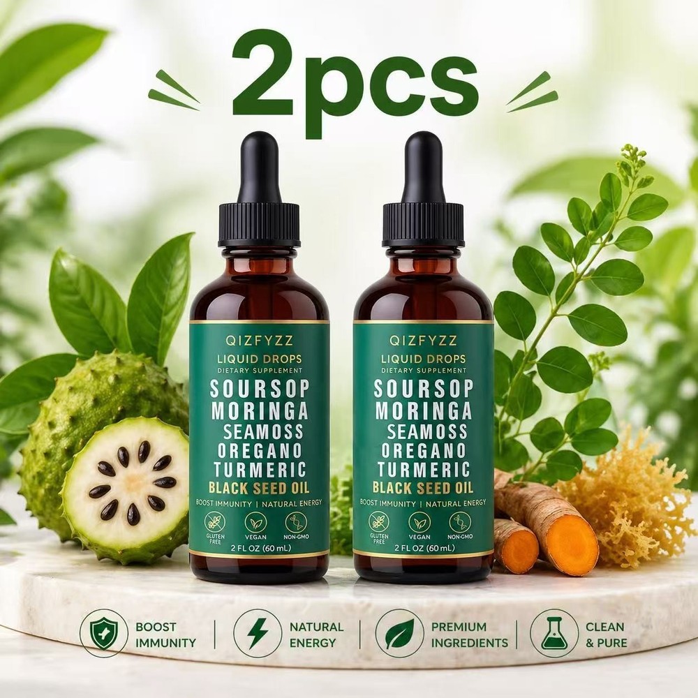 2 BOTTLES-Qizfyzz Soursop Bitters Liquid Drops 10-1 Herb Extracts Overall Health