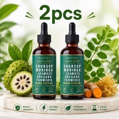 2 BOTTLES-Qizfyzz Soursop Bitters Liquid Drops 10-1 Herb Extracts Overall Health