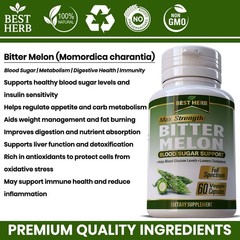 60 BITTER MELON PILLS CHOLESTEROL REDUCTION BLOOD SUGAR SUPPORT GLUCOSE CAPSULE