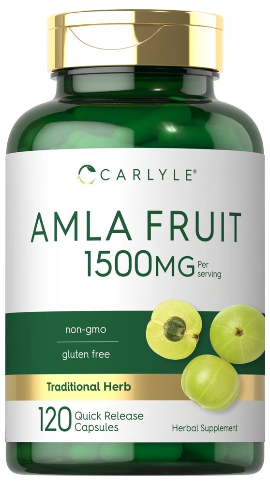 Amla Capsules | 1500mg | 120 Count | Amalaki Fruit | Non-GMO Gluten Free, 120 Ct