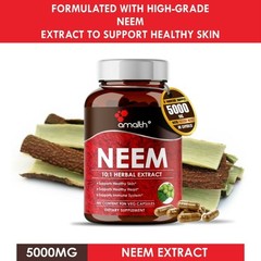 Neem Azadirachta Indica Extract Powder 5000mg Capsules – 90 Count – Immunity