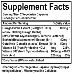 Ginkgo Biloba 5000mg 30 To 120 Capsules Vitamin B6 Promotes Awareness