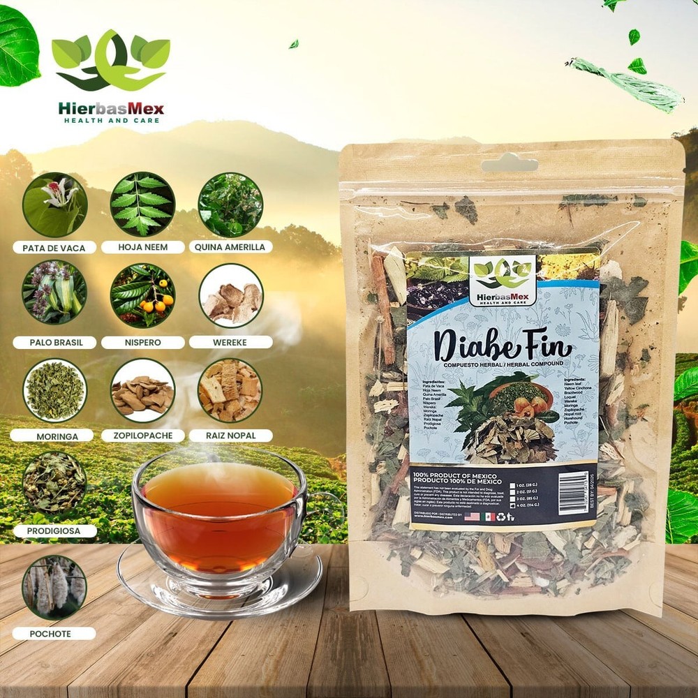 DiabeFin Compuesto Herbal 4 Onzas – HierbasMex Herbal Compound Natural