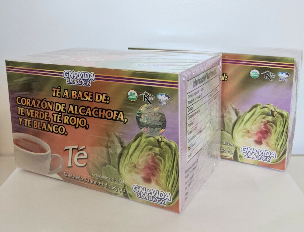 2 Pack TE ALCACHOFA GN+VIDA , ORIGINAL.