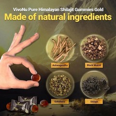 VivoNu Himalayan Shilajit Gummies 3000mg, Ashwagandha, Fulvic Acid, 60 Count