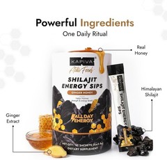 Pure Shilajit Energy & Stamina Sticks – 7500mg Ginger Honey Flavor, 30 Count