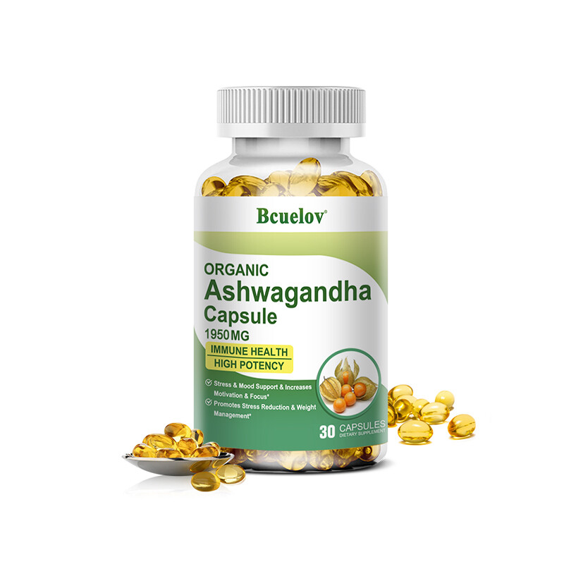 Organic Ashwagandha Capsules 1950mg 30 To 120 Capsules with Black Pepper