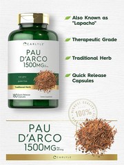 Pau D’Arco Capsules | 1500mg | 180 Count | Non-GMO, Gluten Free | by Carlyle