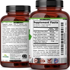 Zazzee USDA Organic Maca Root 10:1 Extract, Red, Black & Yellow Maca, 1500 mg