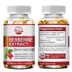 Qty10/60/120 Natural Berberine HCL Extract 1200mg Capsules Blood Sugar Support