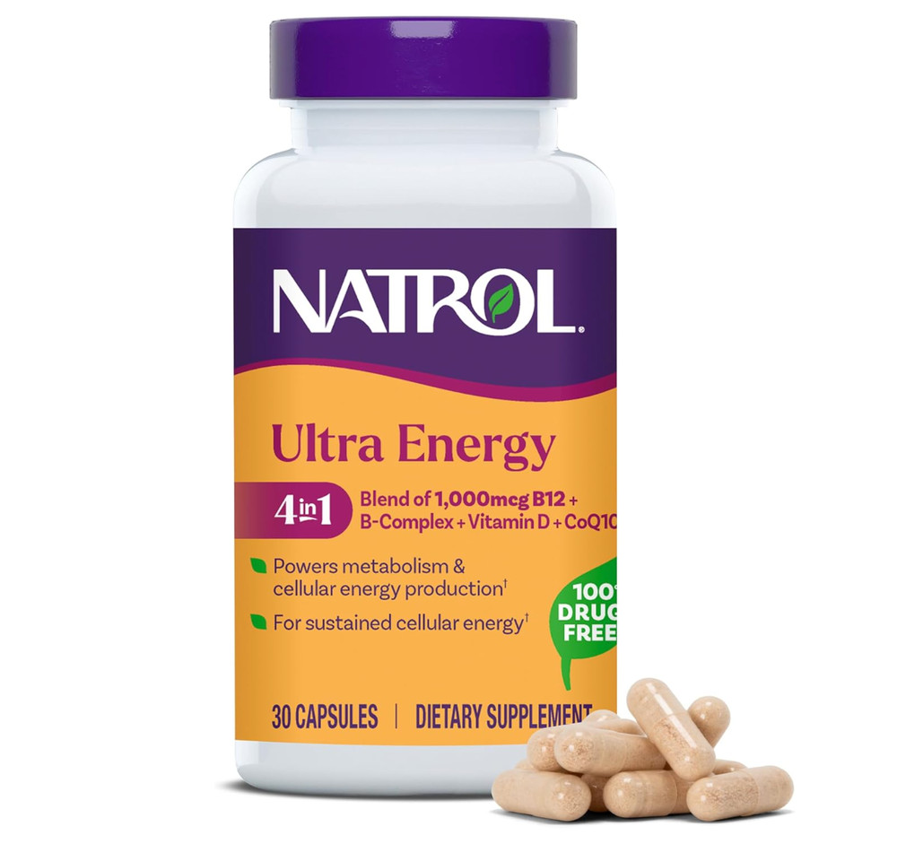 Natrol Ultra Energy 4-in-1 1000mcg B12, Vitamin B Complex, Vitamin D, CoQ10 30ct