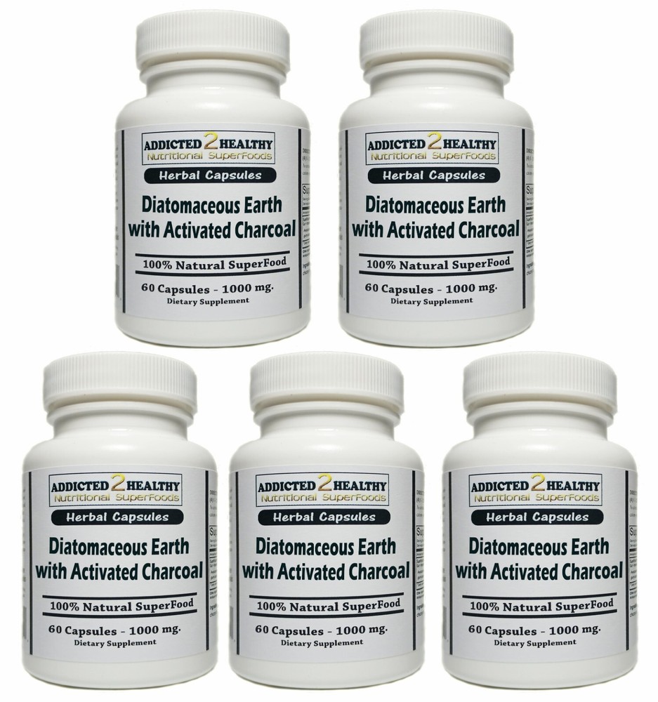 300 Diatomaceous Earth & Activated Charcoal Capsules 1000 mg – 60 Caps X 5 Pack