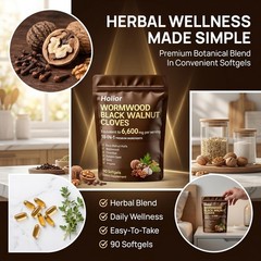 Holior 18-in-1 Black Walnut & Wormwood Herbal Blend for 240 Count (Pack of 1)