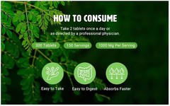 Moringa Oleifera Leaf & Seed Powder 80:20 – 300 Tablets, 1000mg, 150 Servings