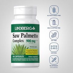 Saw Palmetto Capsules 900mg | 100 Count | for Men & Women, Non-GMO | by Lindberg