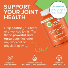 Qunol Turmeric and Ginger Gummies, Gummy with 500mg 60 Count (Pack of 1)