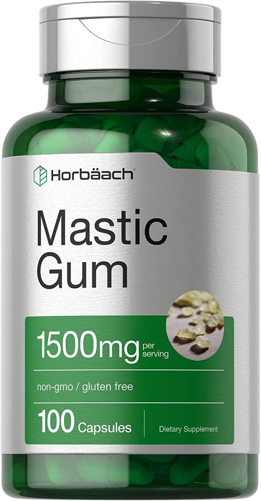 Mastic Gum 1500mg | 100 Capsules | Non-GMO & Gluten Free | by Horbaach
